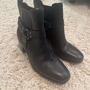 Sam Edelman Black Leather Ankle Booties with Buckle Strap